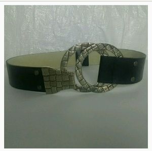 Chicos leather belt silver buckle